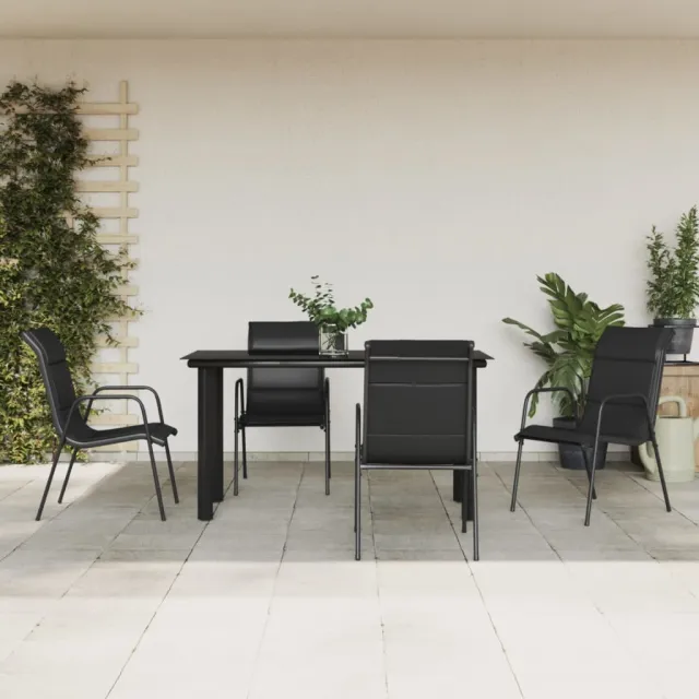 vidaXL 5-delige Tuinset textileen en staal zwart, foto 2