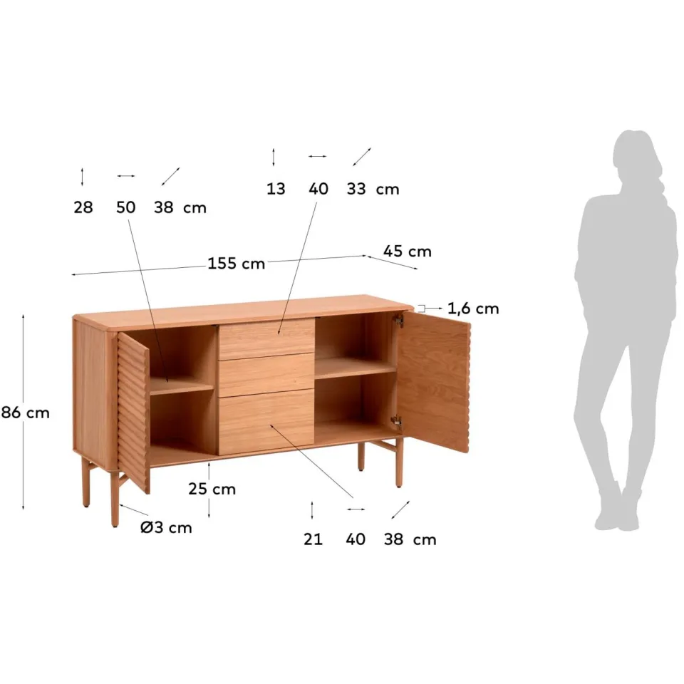 Kave Home Lenon dressoir eikenhout naturel, foto 5