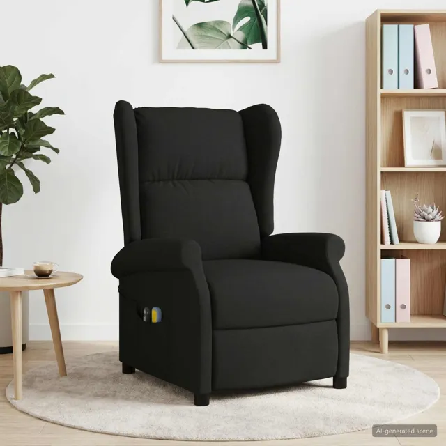 vidaXL Elektrische massage fauteuil met hoge rugleuning Zwart Stof, foto 2