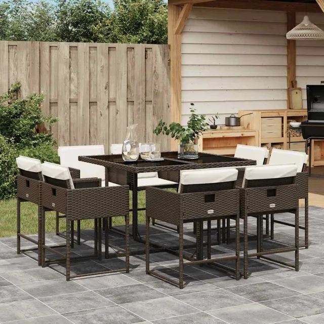 vidaXL 9-delige Tuinset met kussens poly rattan bruin, foto 2