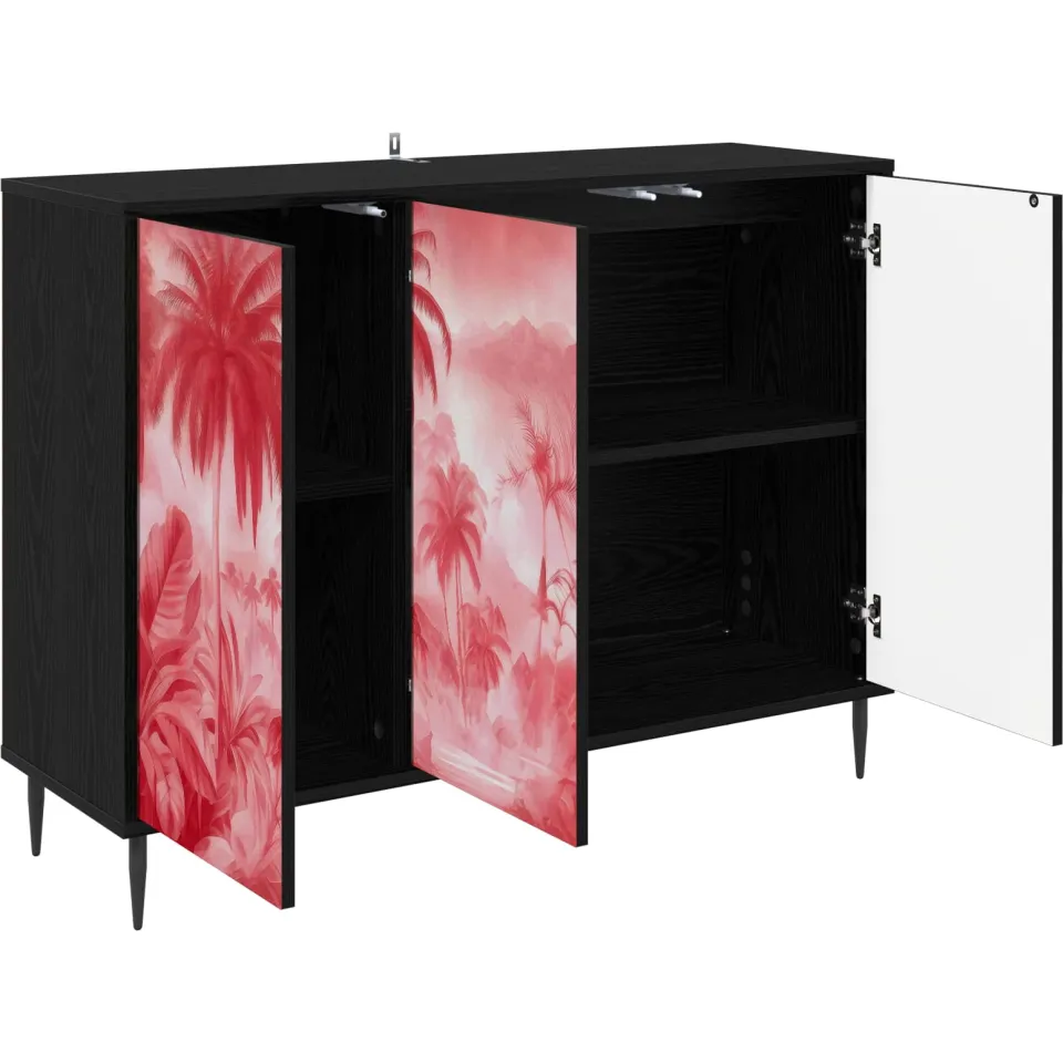 vidaXL Dressoir AACHEN Zwart eiken 102 x 33 x 76 cm Bewerkt hout