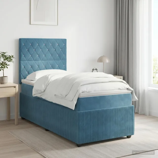 vidaXL Boxspringbed met matras Blauw 100 x 200 cm Fluweel