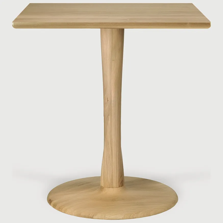Ethnicraft Vierkante Bistrotafel 'Torsion' Gevernist Eikenhout, 70 x 70cm