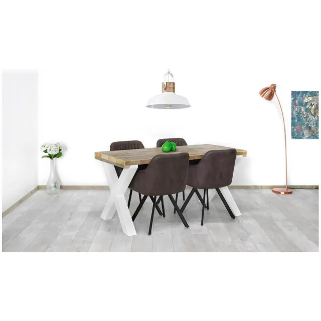 NordXL Steigerhouten tafel Challis met landelijke x-poten
