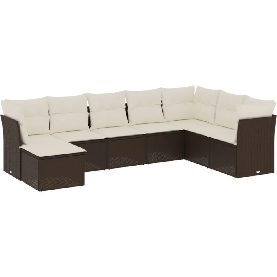 vidaXL 8-delige Loungeset met kussens poly rattan bruin, foto 3