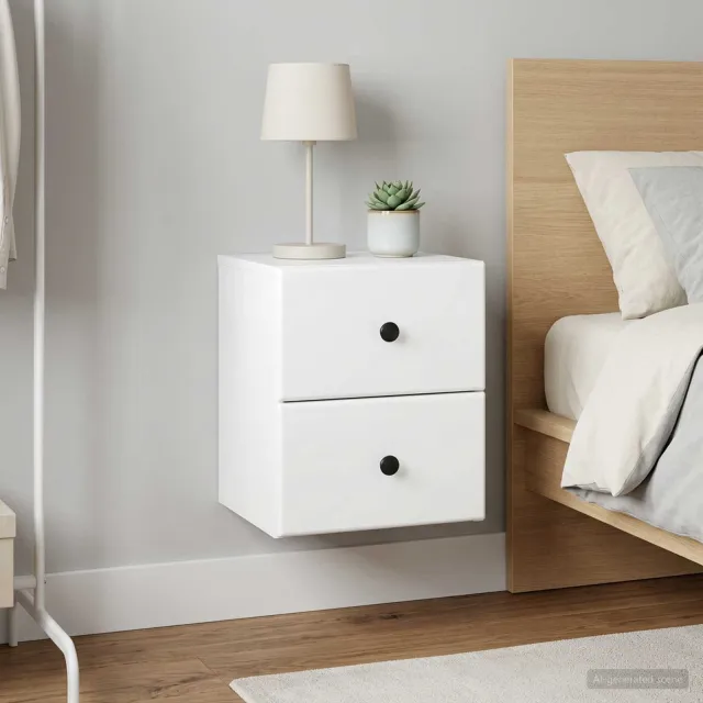 vidaXL Wandbeugel Bedkast 2 st Wit 34,5 x 33 x 40 cm Bewerkt hout, foto 2