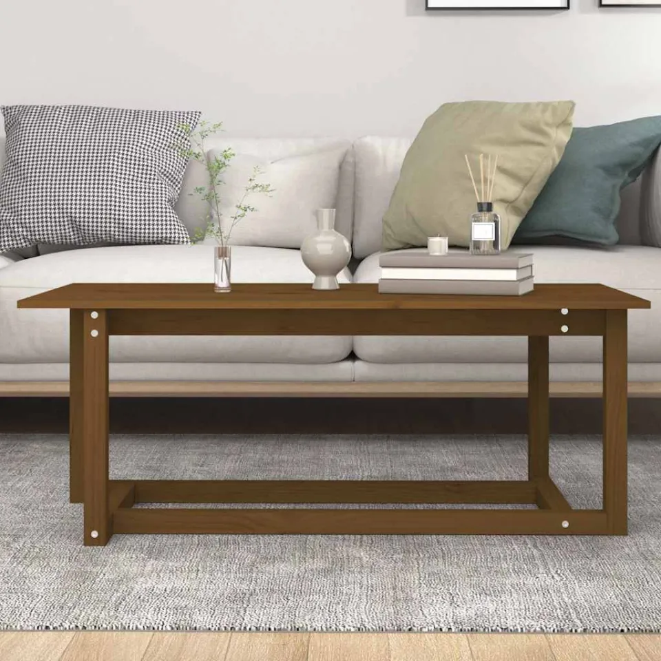 vidaXL Salontafel 110x55x45 cm massief grenenhout honingbruin bruin, foto 3