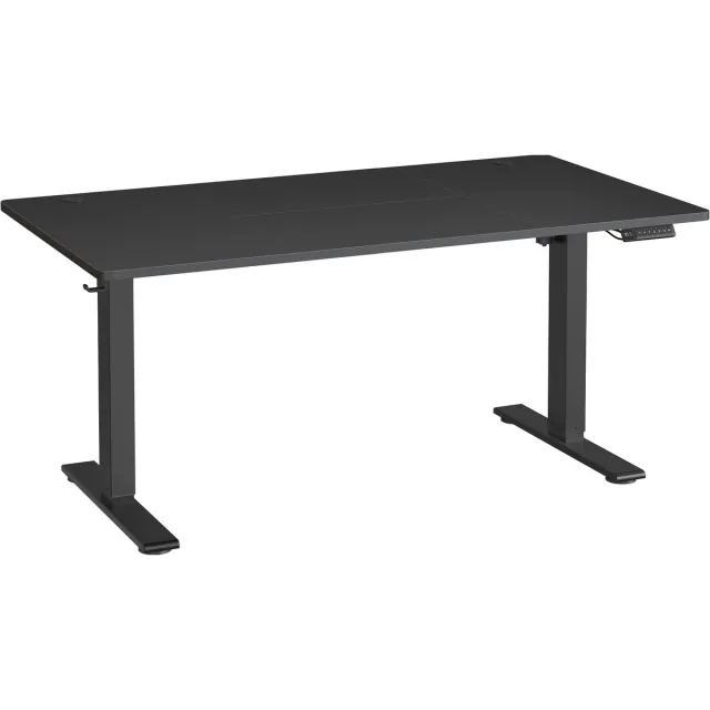 Songmics Elektrisch in hoogte verstelbaar bureau - Staand bureau met USB-C-poort en kabelmanagement voor thuiswerkplek - 140 x 80 cm - Zwart