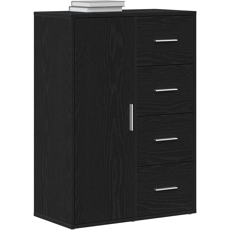 vidaXL Dressoir Zwart Eiken 60 x 31 x 84 cm Bewerkt hout