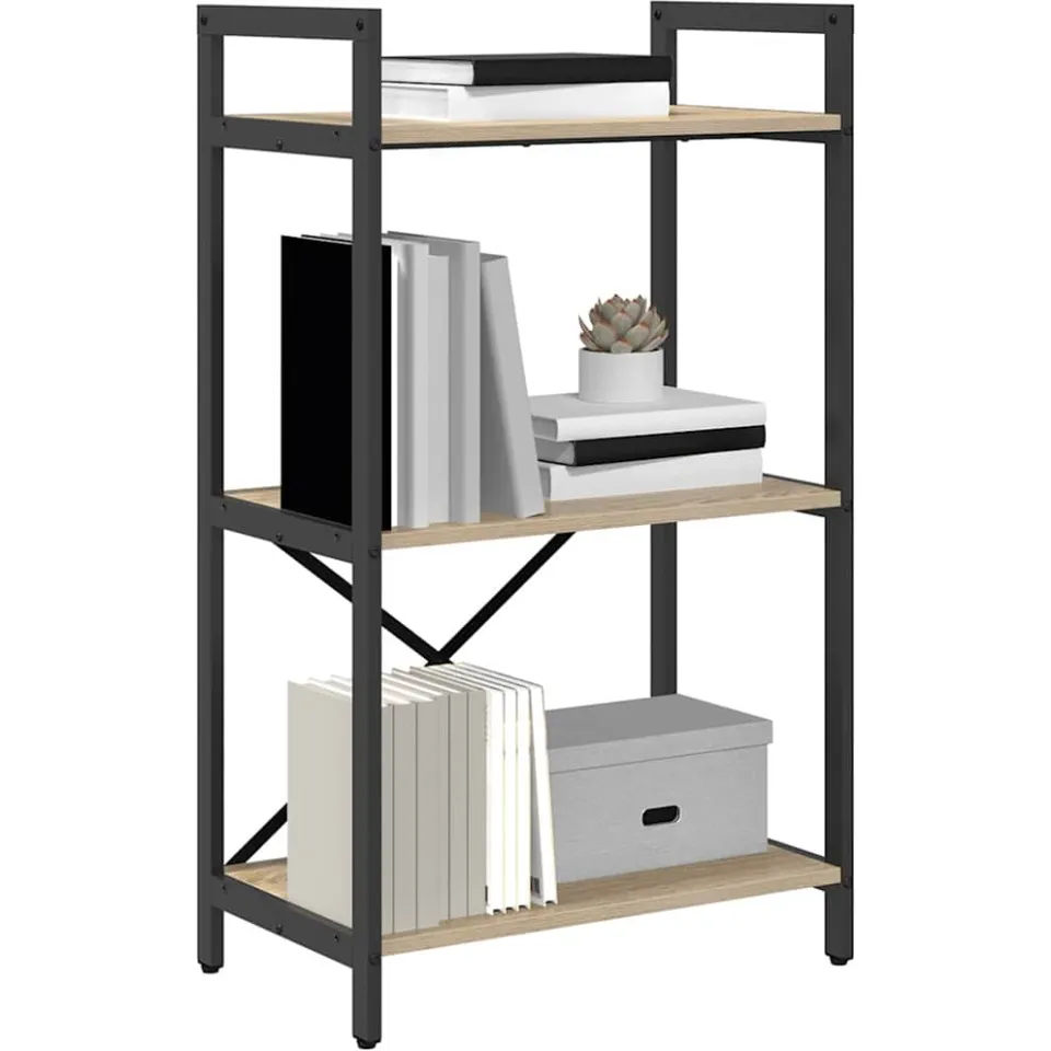vidaXL Boekenkast 3-laags 56 x 34 x 96 cm Bewerkt hout Sonoma Eiken
