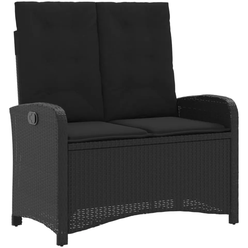 vidaXL 2-delige Tuinset met kussens poly rattan zwart, foto 4