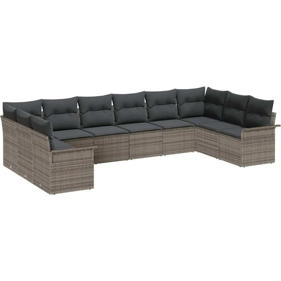 vidaXL Tuin Sofa Set 10 st Grijs poly rattan