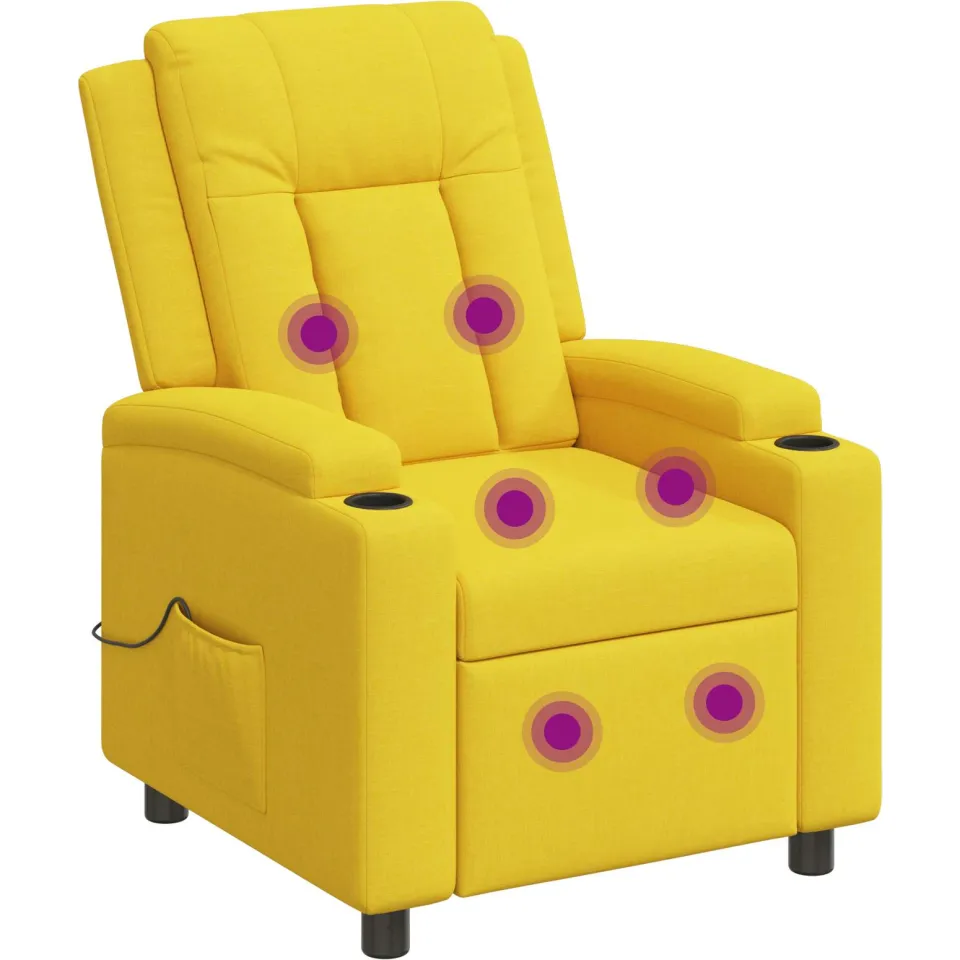 vidaXL Massage-relaxstoel Licht Geel 75 x 95 x 100 cm Stof Lemon Chiffon