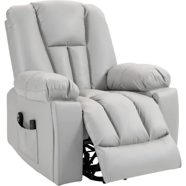 GranMaison Massagestoel - Relaxfauteuil - Zetel - Sta op stoel elektrisch - Stof - 1 persoons - Met armleuning - Zeer comfortabel - Elektrisch - Grijs Grijs-2