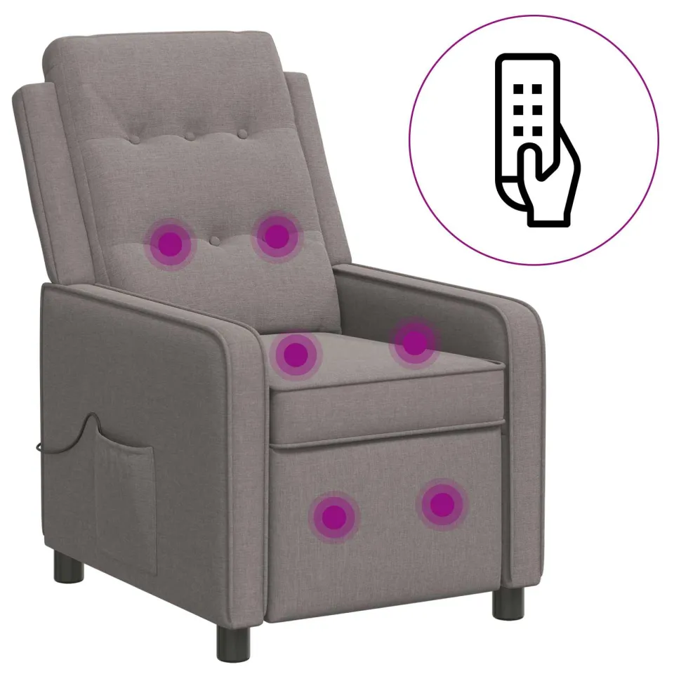 vidaXL Massage-relaxstoel Taupe 65 x 93 x 102 cm Stof