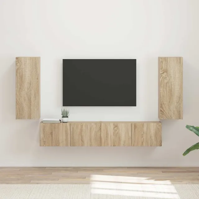 vidaXL TV Wandkast Set 4 st Sonoma Eiken Bewerkt hout Bruin