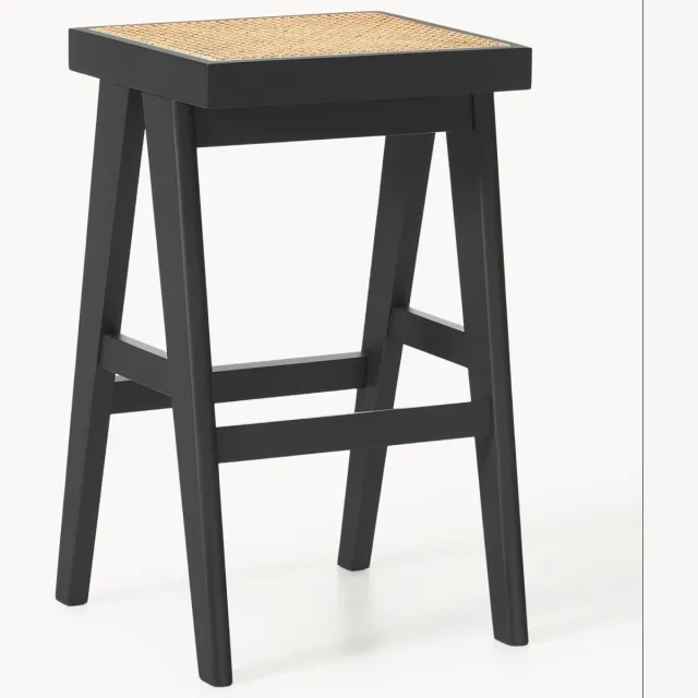 Westwing Collection Barkruk Sissi met Weens vlechtwerk Beige, Zwart