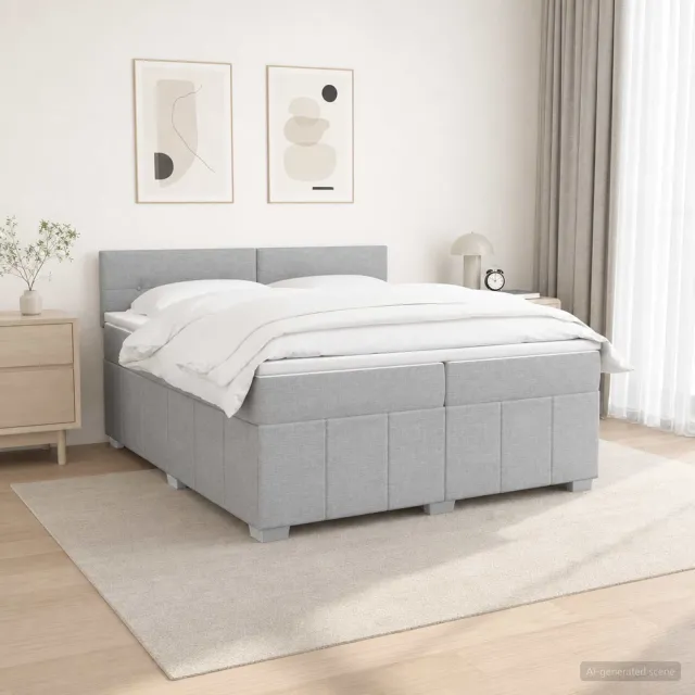 vidaXL Boxspringbed met matras Lichtgrijs 200 x 200 cm Stof