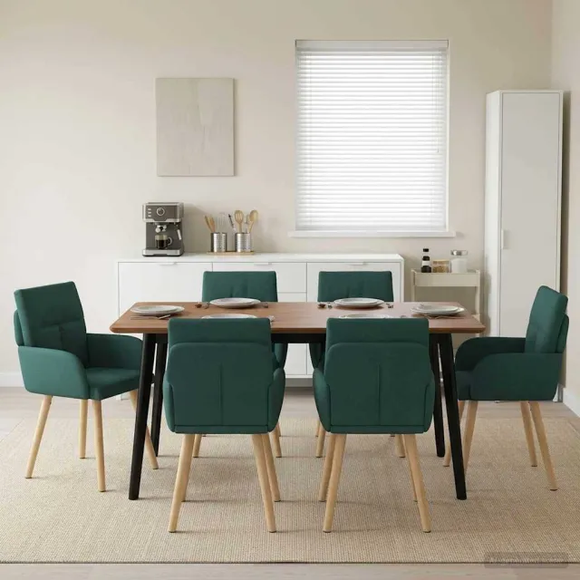 vidaXL Eettafelstoelen 6 st Stof Donkergroen 60 x 56 x 93 cm groen, foto 2