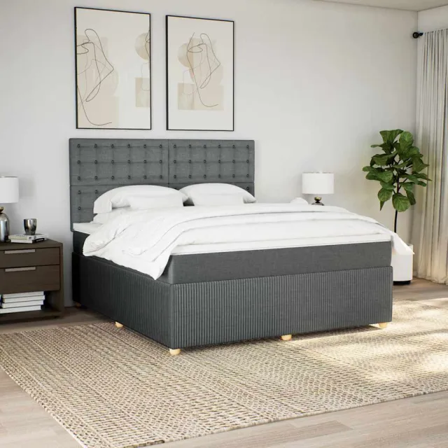 vidaXL Boxspring met matras stof donkergrijs 180x200 cm grijs