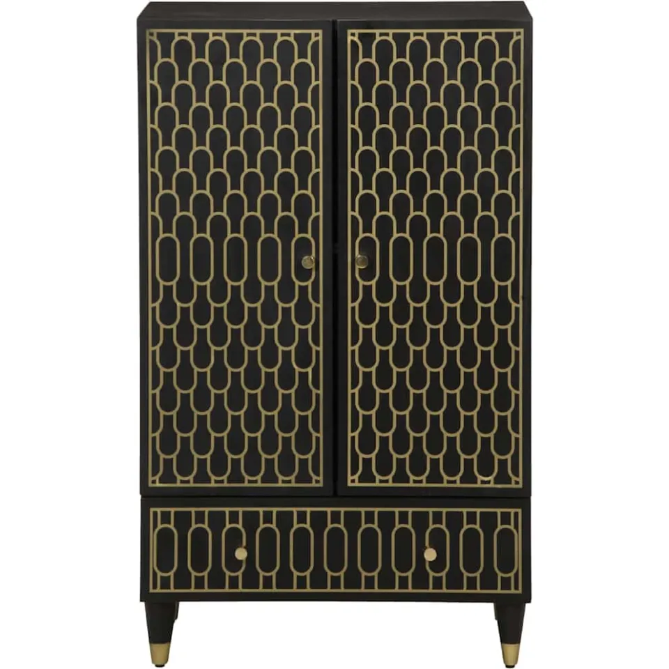 vidaXL Hoge kast 60x33x100 cm massief mangohout zwart, foto 3