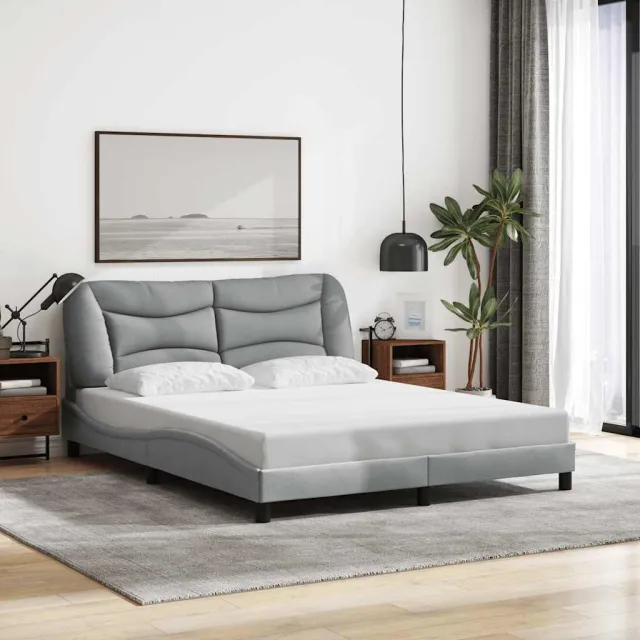 vidaXL Bedframe zonder matras "Hvar" stof lichtgrijs 160x200 cm