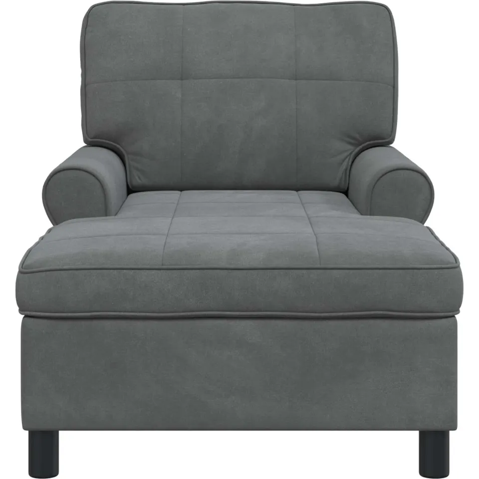 vidaXL Chaise Lounge met kussen Donkergrijs 91 x 157 x 91 cm Fluweel