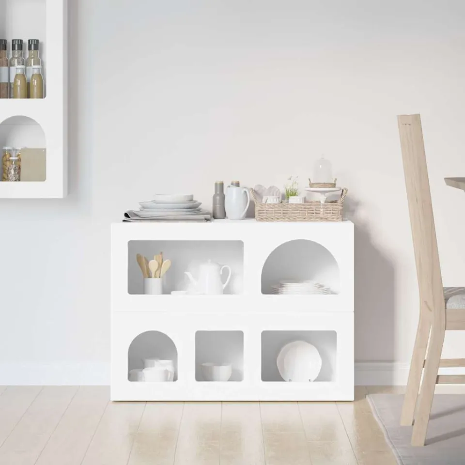 vidaXL Dressoir ELST Wit 80,5 x 35 x 59 cm Bewerkt hout, foto 4