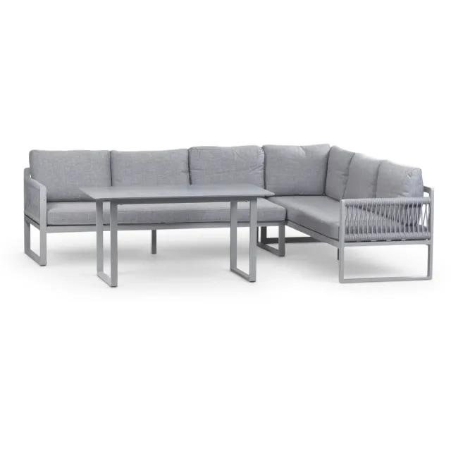 Normin Hoek lounge dining set Reims | Rechts | 5 personen | Off Sand/Sand | Rope & aluminium