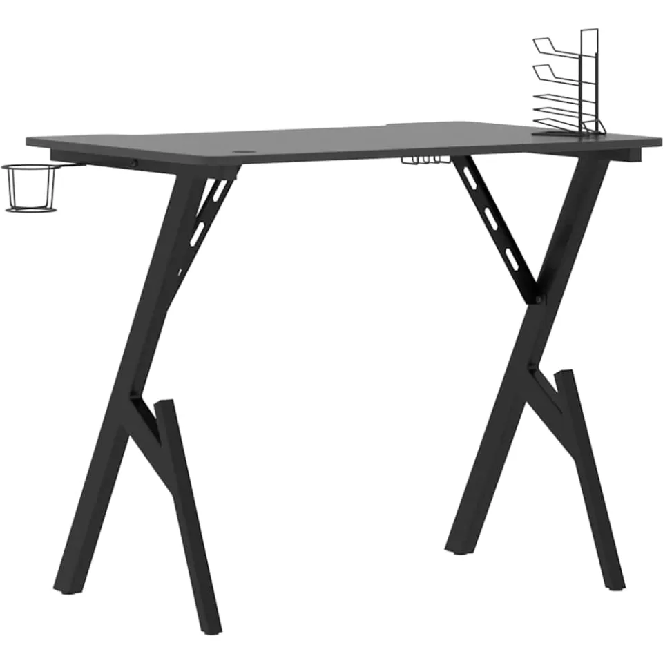 vidaXL Gamingbureau met Y-vormige poten 90x60x75 cm zwart, foto 4