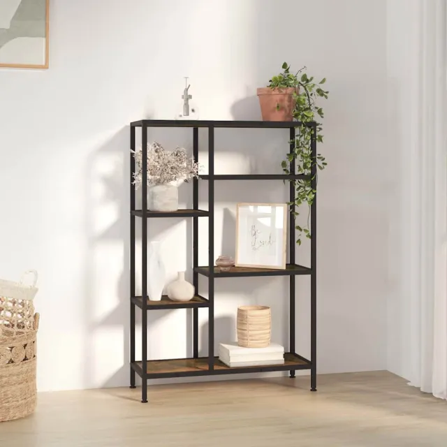 vidaXL Boekenkast 80x30x120 cm staal en bewerkt hout bruin, foto 2
