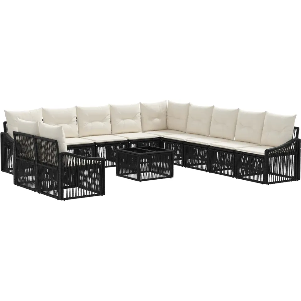 vidaXL Tuinbankenset 12 st Zwart poly rattan, foto 3