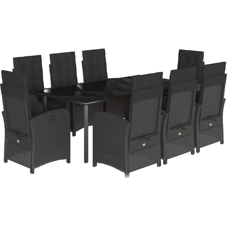 vidaXL 9-delige Tuinset poly rattan zwart, foto 3