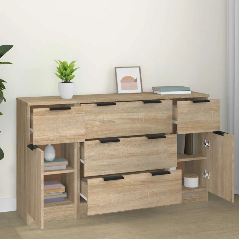 vidaXL 3-delige Dressoirset bewerkt hout sonoma eiken, foto 2