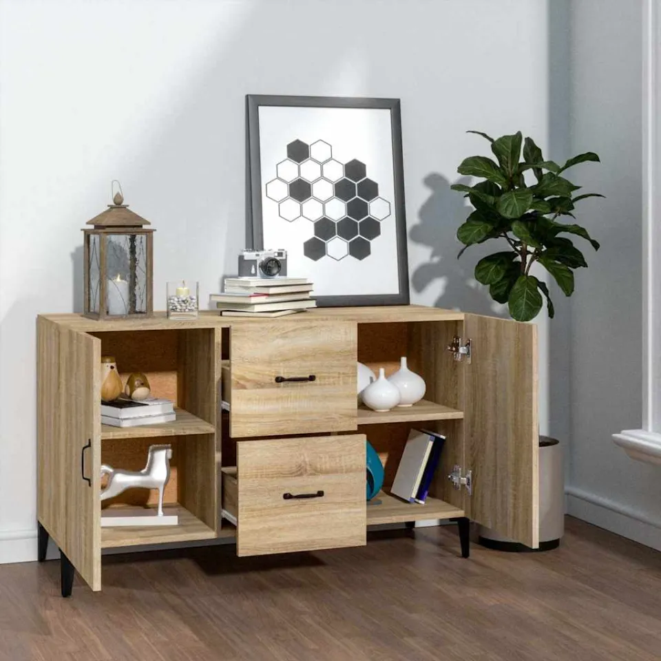 vidaXL Dressoir 100x36x60 cm bewerkt hout sonoma eikenkleurig, foto 3