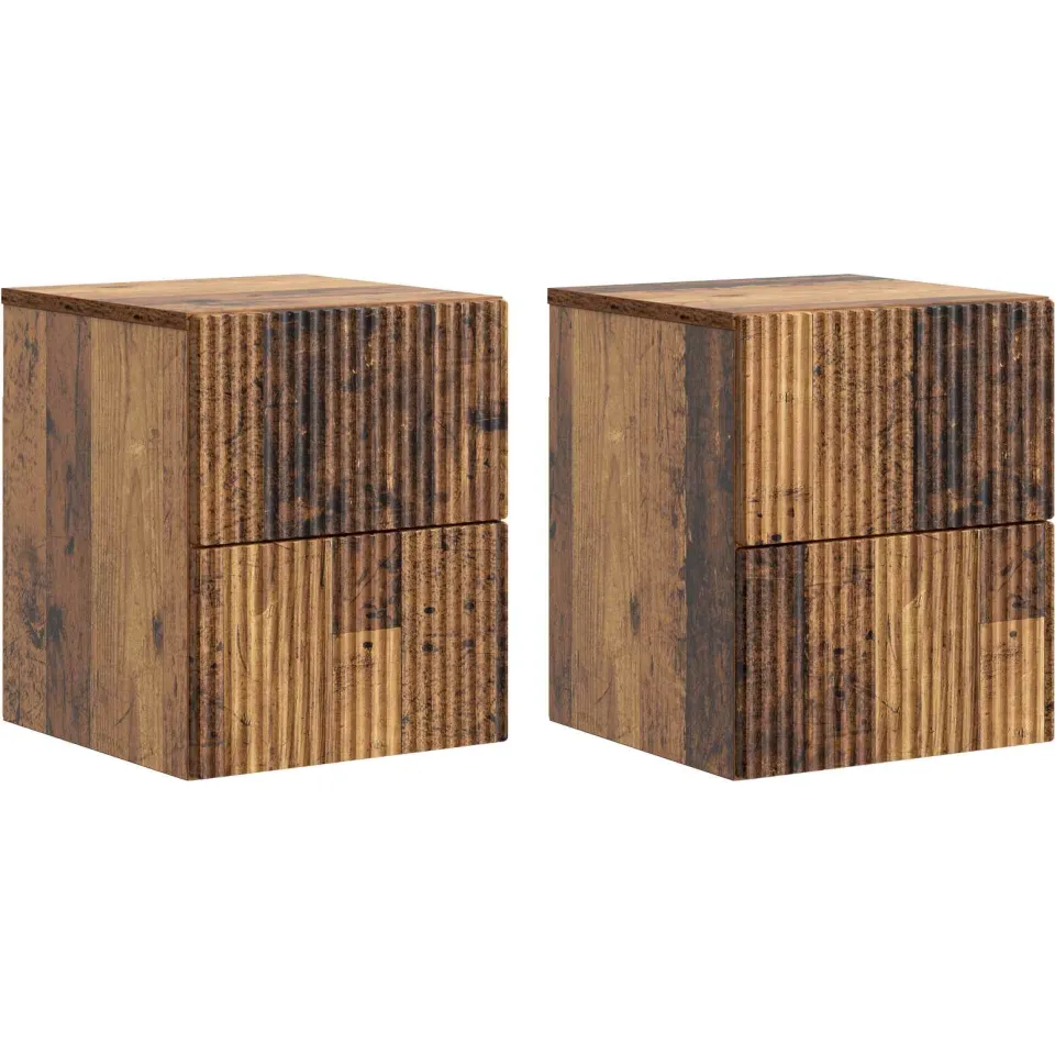 vidaXL Wandbeugel Bedkast 2 st Oud hout 33 x 34,5 x 40 cm Bewerkt hout bruin, foto 3
