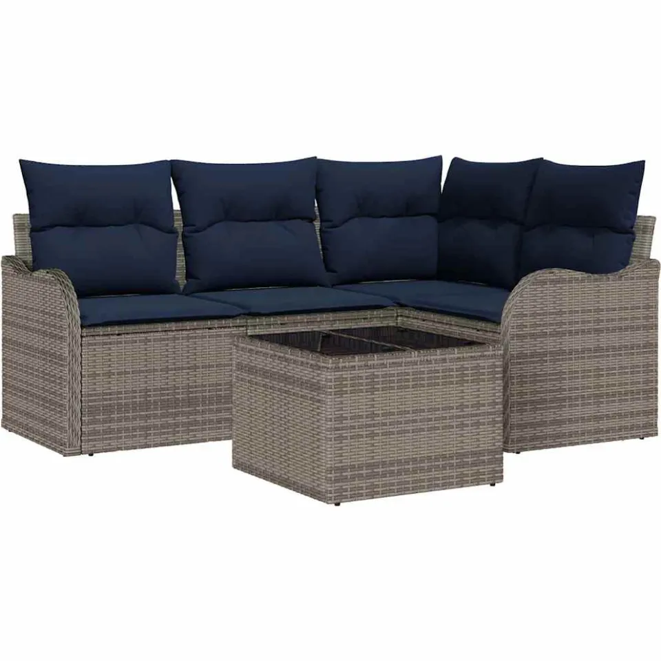 vidaXL Tuin Sofa Set Grijs poly rattan