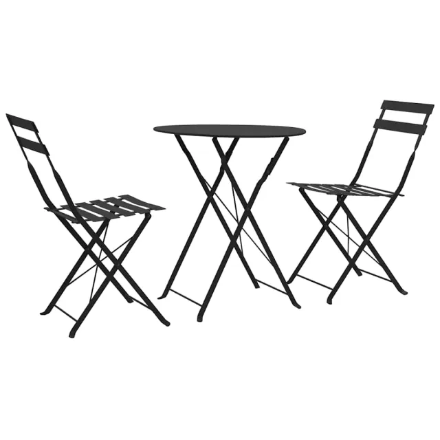 vidaXL 3-delige Bistroset staal zwart