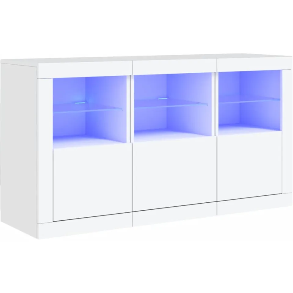 vidaXL Dressoir met LED-verlichting 123x37x67 cm wit, foto 3