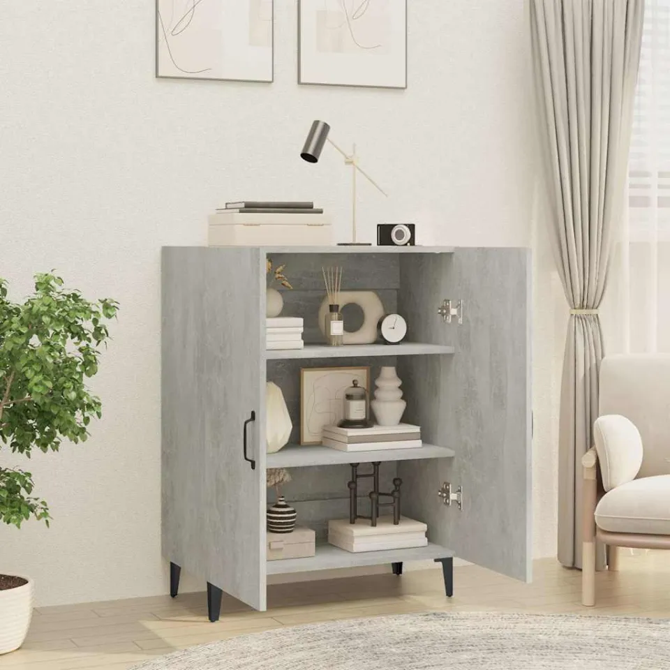 vidaXL Dressoir 70x34x90 cm bewerkt hout betongrijs grijs, foto 3