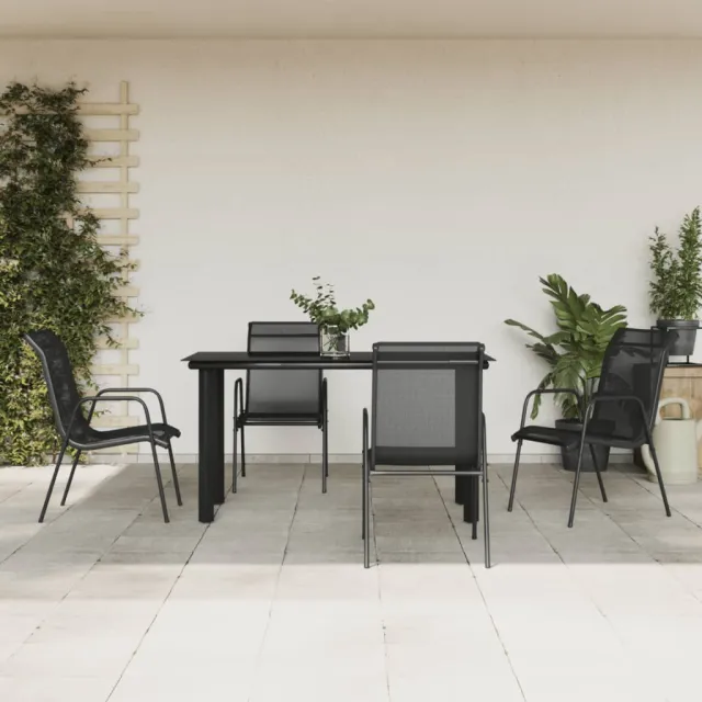 vidaXL 5-delige Tuinset textileen en staal zwart