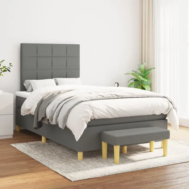 vidaXL Boxspring met matras stof donkergrijs 120x200 cm grijs