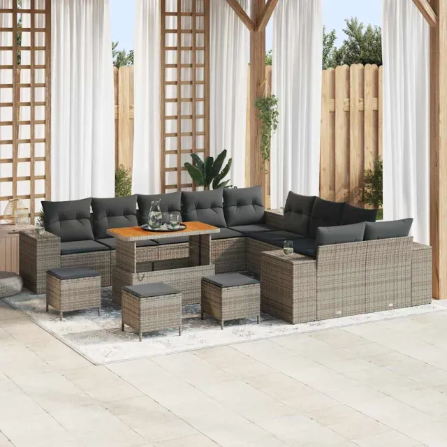vidaXL Tuin Sofa Set 14 st Grijs poly rattan