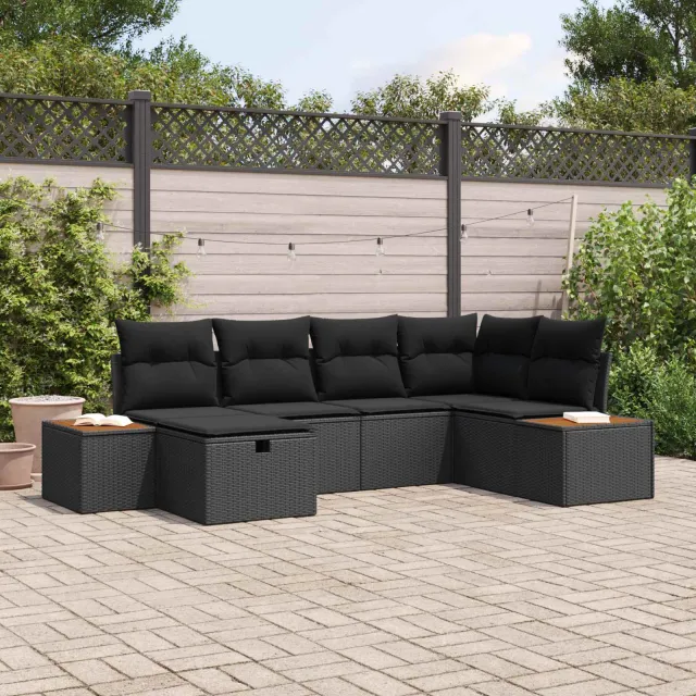 vidaXL Tuin Sofa Set Zwart poly rattan, foto 2