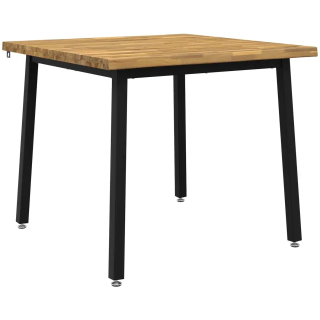 vidaXL Eettafel - met - levendige - rand - 90 - x - 90 - x - 75 - cm - Massief - Acacia - Hout