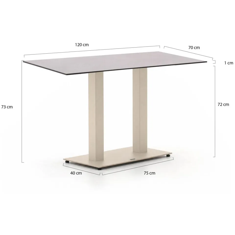 Forza Furniture Forza Orta tuintafel 120x70x73cm Taupe