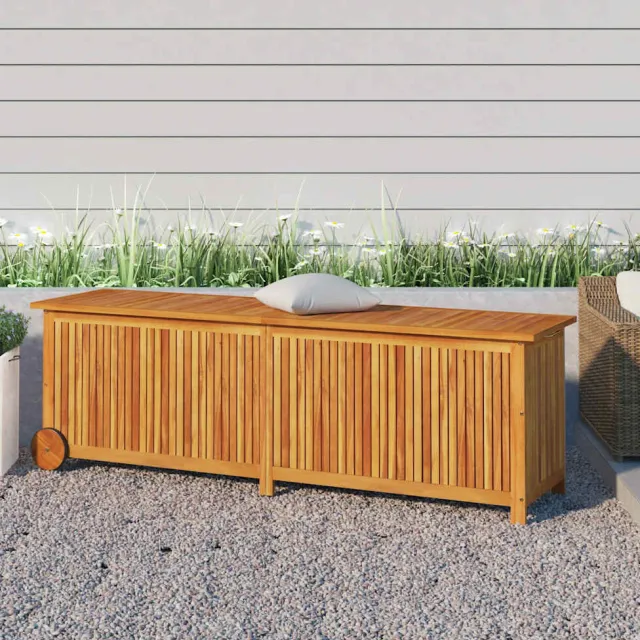 vidaXL Tuinbox met wieltjes 150x50x58 cm massief acaciahout bruin, foto 2