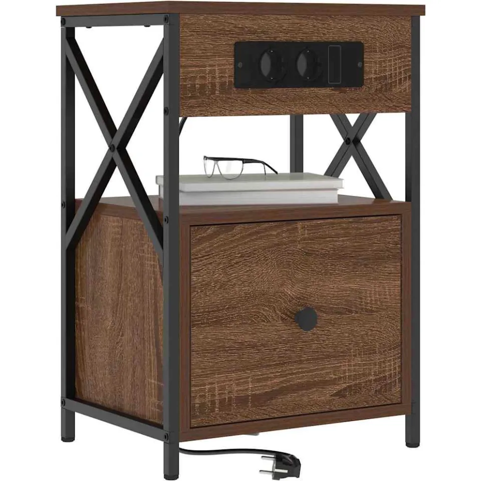 vidaXL Nachtkastje 2 st Bruin Eiken 40 x 31 x 60 cm Bewerkt hout