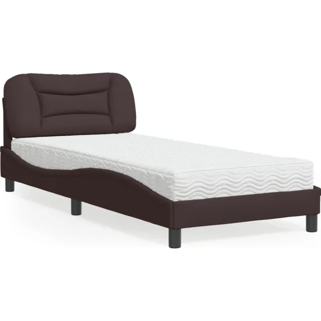 vidaXL Bed met matras "Hvar" stof donkerbruin 80x200 cm