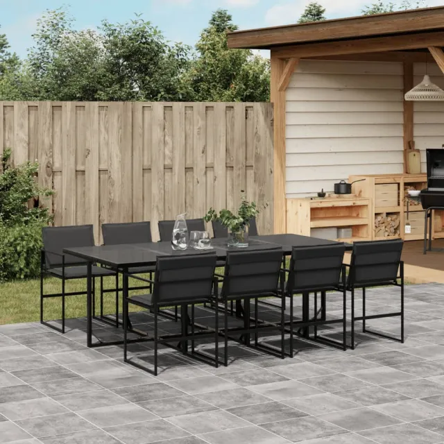 vidaXL 9-delige Tuinset met kussens textileen zwart, foto 2